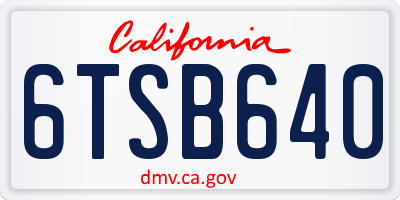 CA license plate 6TSB640