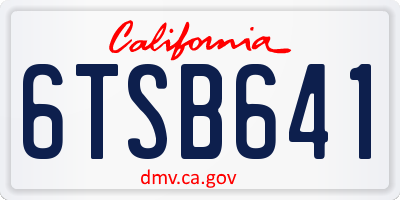 CA license plate 6TSB641