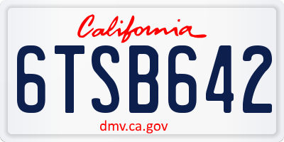 CA license plate 6TSB642
