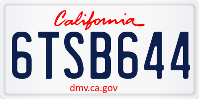 CA license plate 6TSB644