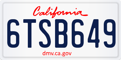 CA license plate 6TSB649
