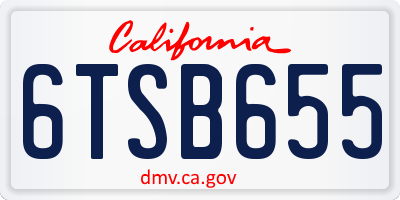 CA license plate 6TSB655