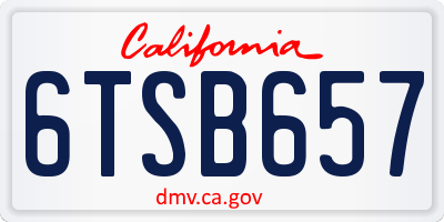 CA license plate 6TSB657