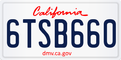 CA license plate 6TSB660