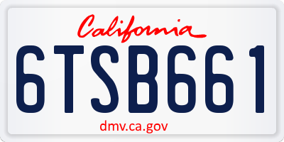 CA license plate 6TSB661
