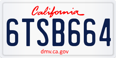 CA license plate 6TSB664