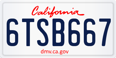 CA license plate 6TSB667