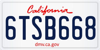 CA license plate 6TSB668
