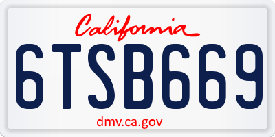 CA license plate 6TSB669