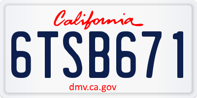 CA license plate 6TSB671