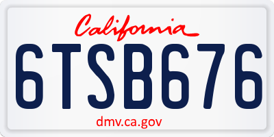 CA license plate 6TSB676