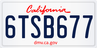 CA license plate 6TSB677