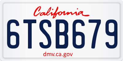 CA license plate 6TSB679