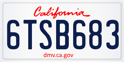 CA license plate 6TSB683