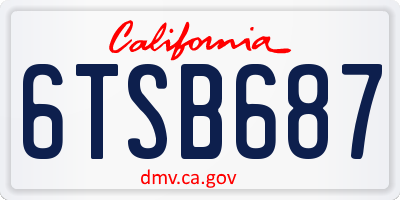 CA license plate 6TSB687
