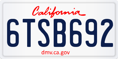 CA license plate 6TSB692
