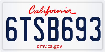 CA license plate 6TSB693