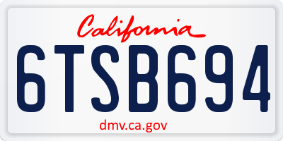 CA license plate 6TSB694