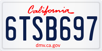 CA license plate 6TSB697
