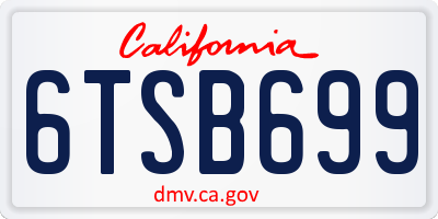 CA license plate 6TSB699