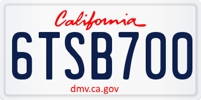 CA license plate 6TSB700