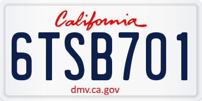 CA license plate 6TSB701