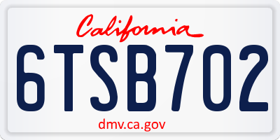 CA license plate 6TSB702