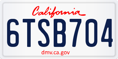 CA license plate 6TSB704