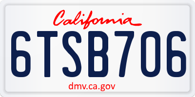 CA license plate 6TSB706