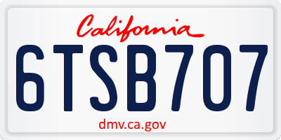 CA license plate 6TSB707