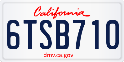CA license plate 6TSB710