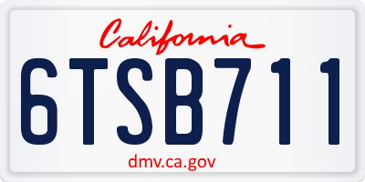 CA license plate 6TSB711