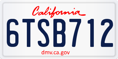 CA license plate 6TSB712