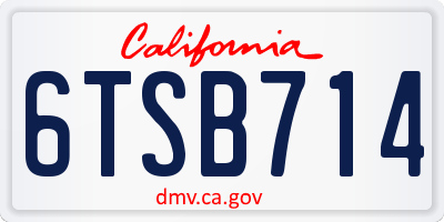 CA license plate 6TSB714