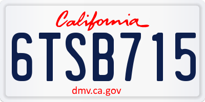 CA license plate 6TSB715