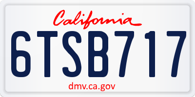 CA license plate 6TSB717