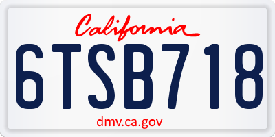 CA license plate 6TSB718