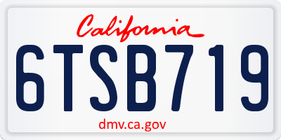 CA license plate 6TSB719