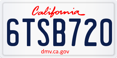 CA license plate 6TSB720