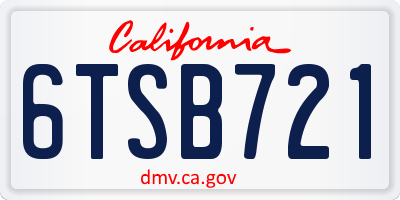 CA license plate 6TSB721