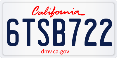 CA license plate 6TSB722