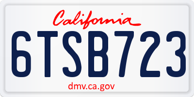 CA license plate 6TSB723