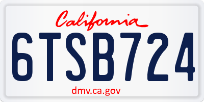 CA license plate 6TSB724