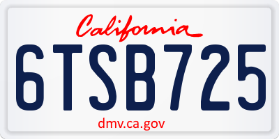CA license plate 6TSB725