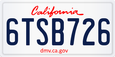 CA license plate 6TSB726