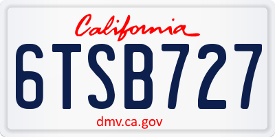 CA license plate 6TSB727