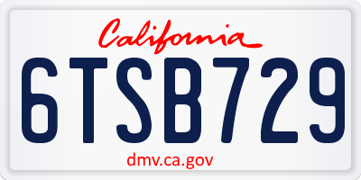 CA license plate 6TSB729