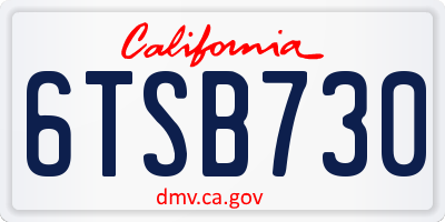 CA license plate 6TSB730