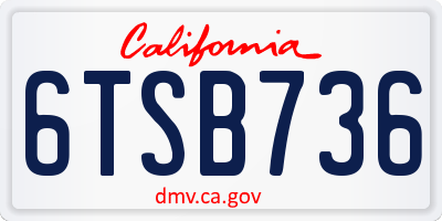 CA license plate 6TSB736