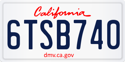 CA license plate 6TSB740